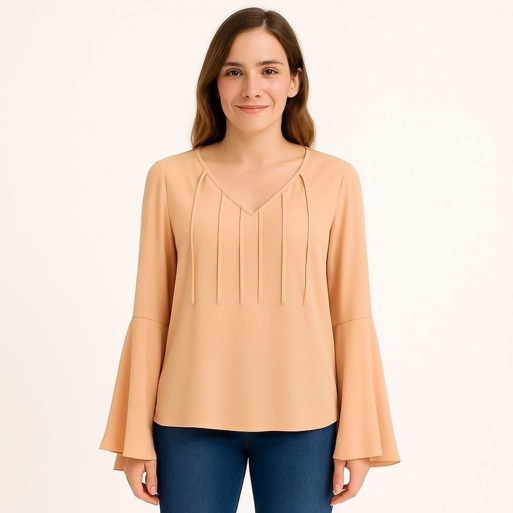 Carmen Marc Valvo Bell Sleeve Blouse Size S - Picture 1 of 8